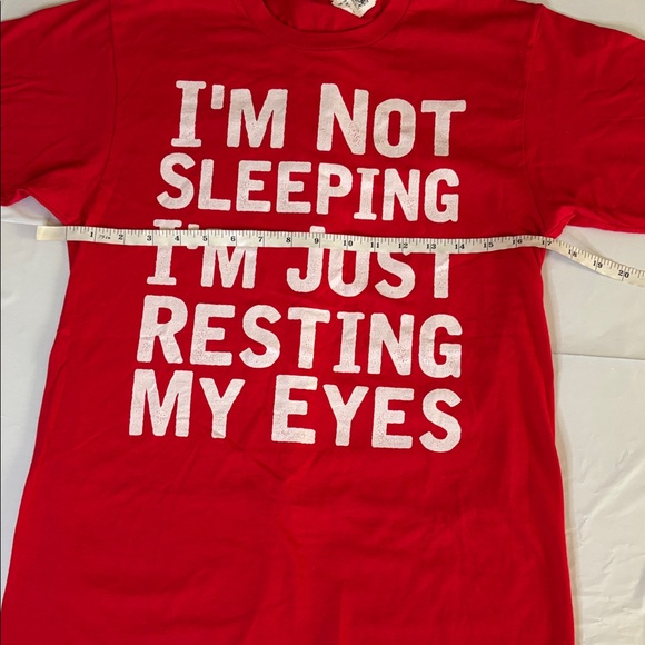 Port & Co Funny I'm Not Sleeping Graphic Tee Red Cotton Shirt Sz S - Picture 3 of 6